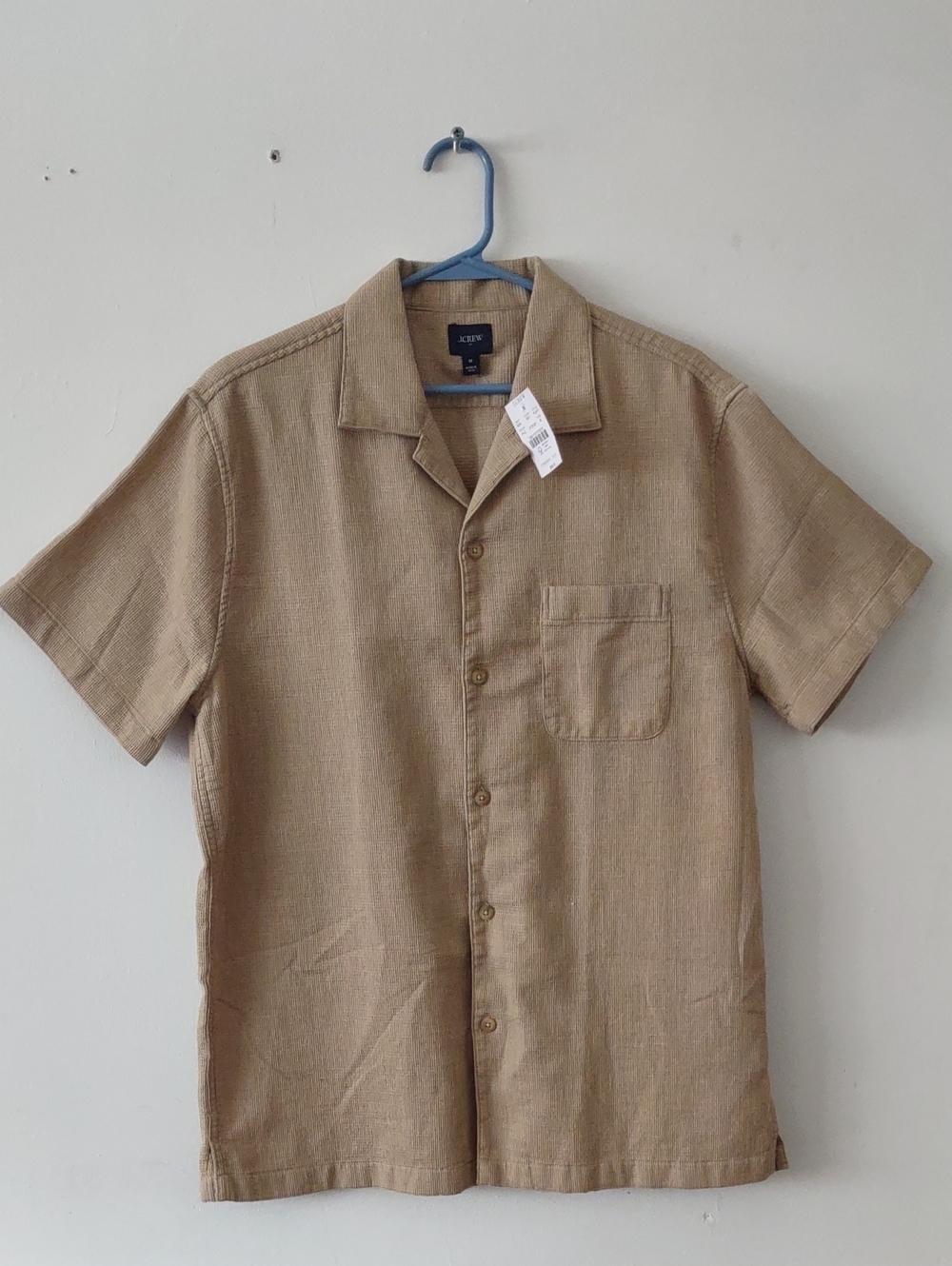 BRAND NEW J.CREW MEN'S SHORT SLEEVE WAFFLE DOBBY CAMP SHIRT
